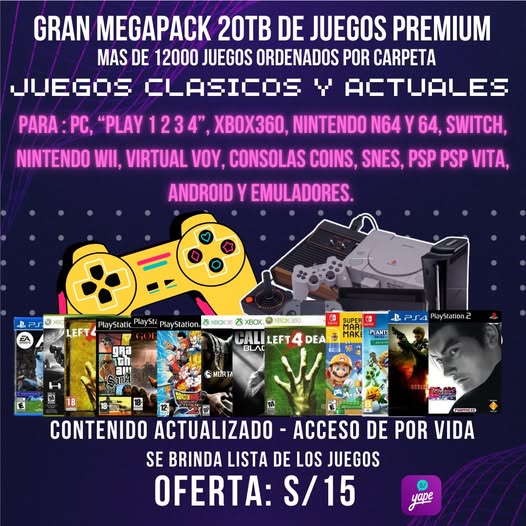 MEGA PACK GAMER – MÁS DE 12,000 JUEGOS