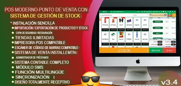 TPV moderno: punto de venta con sistema de gestión de stock