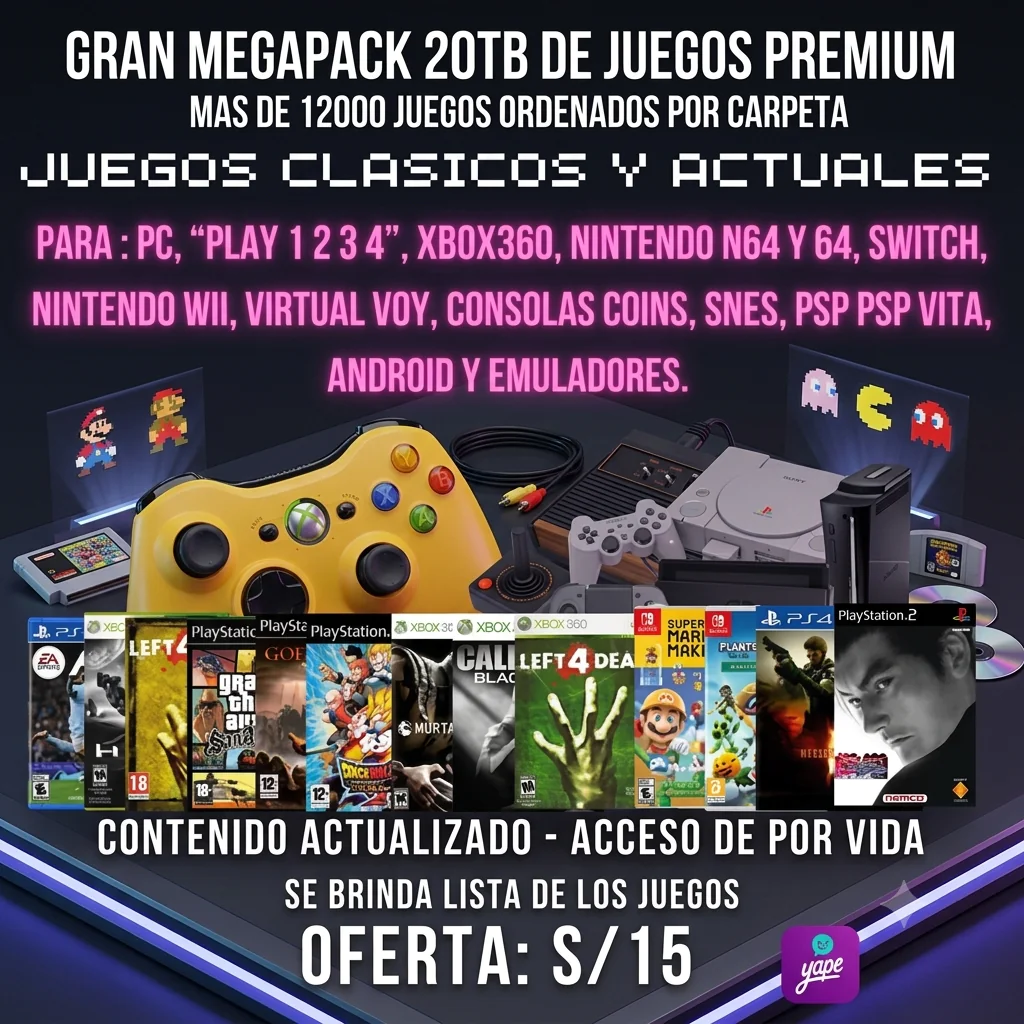 MEGA PACK GAMER – MÁS DE 12,000 JUEGOS